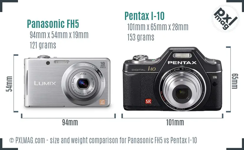 Panasonic FH5 vs Pentax I-10 size comparison