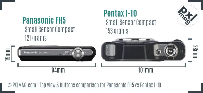 Panasonic FH5 vs Pentax I-10 top view buttons comparison
