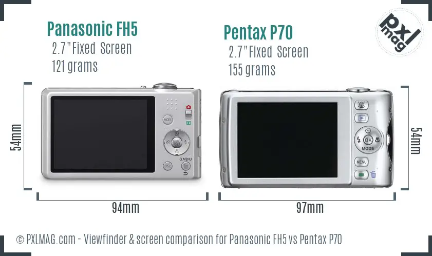 Panasonic FH5 vs Pentax P70 Screen and Viewfinder comparison