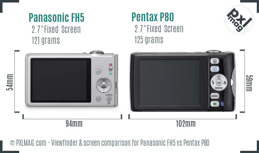 Panasonic FH5 vs Pentax P80 Screen and Viewfinder comparison