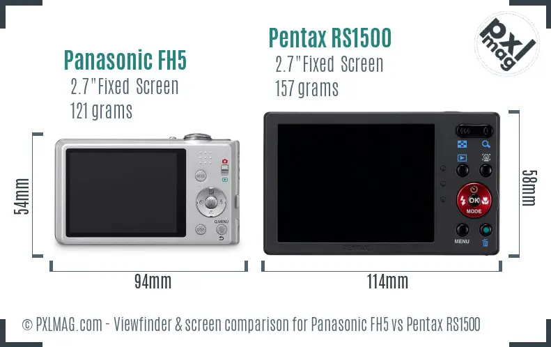 Panasonic FH5 vs Pentax RS1500 Screen and Viewfinder comparison