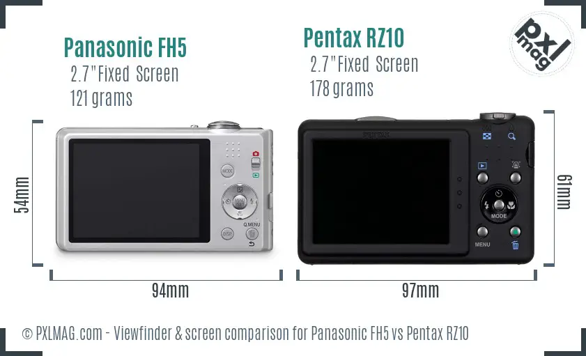 Panasonic FH5 vs Pentax RZ10 Screen and Viewfinder comparison
