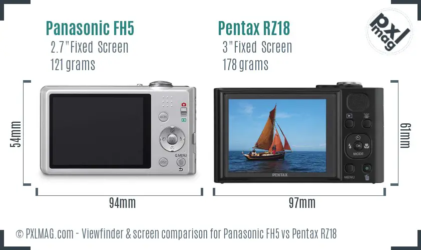 Panasonic FH5 vs Pentax RZ18 Screen and Viewfinder comparison