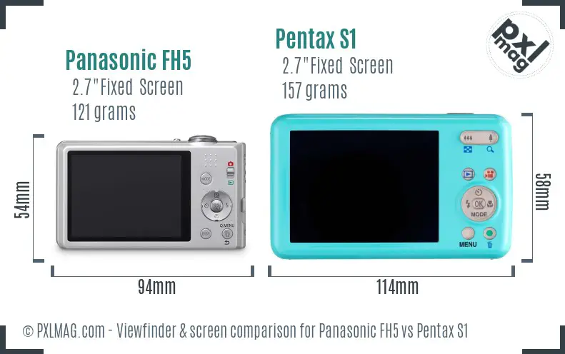 Panasonic FH5 vs Pentax S1 Screen and Viewfinder comparison