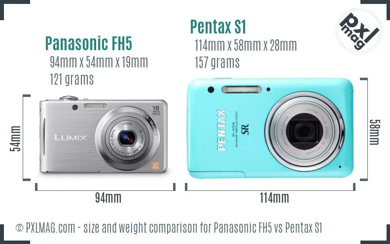 Panasonic FH5 vs Pentax S1 size comparison