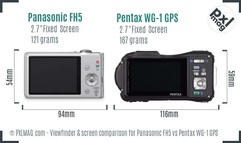 Panasonic FH5 vs Pentax WG-1 GPS Screen and Viewfinder comparison