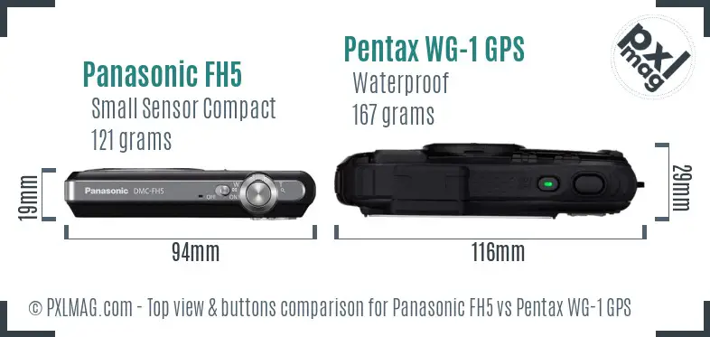 Panasonic FH5 vs Pentax WG-1 GPS top view buttons comparison