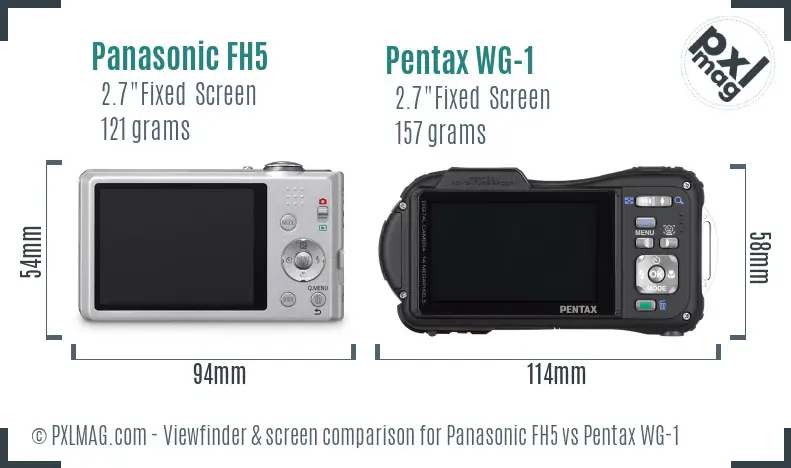 Panasonic FH5 vs Pentax WG-1 Screen and Viewfinder comparison