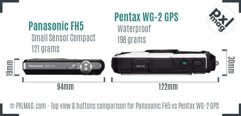 Panasonic FH5 vs Pentax WG-2 GPS top view buttons comparison