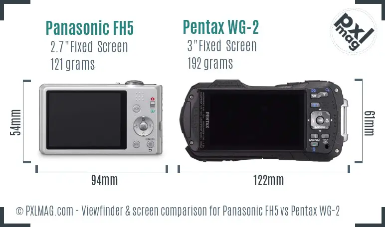 Panasonic FH5 vs Pentax WG-2 Screen and Viewfinder comparison