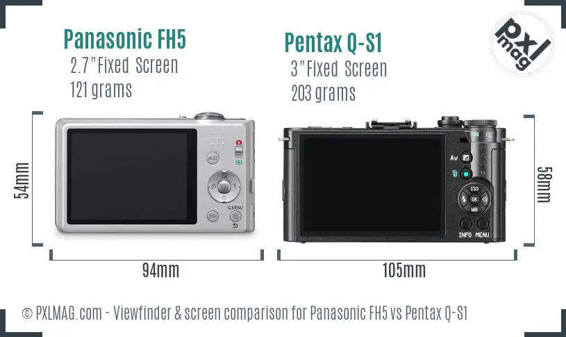 Panasonic FH5 vs Pentax Q-S1 Screen and Viewfinder comparison