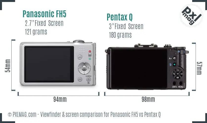 Panasonic FH5 vs Pentax Q Screen and Viewfinder comparison