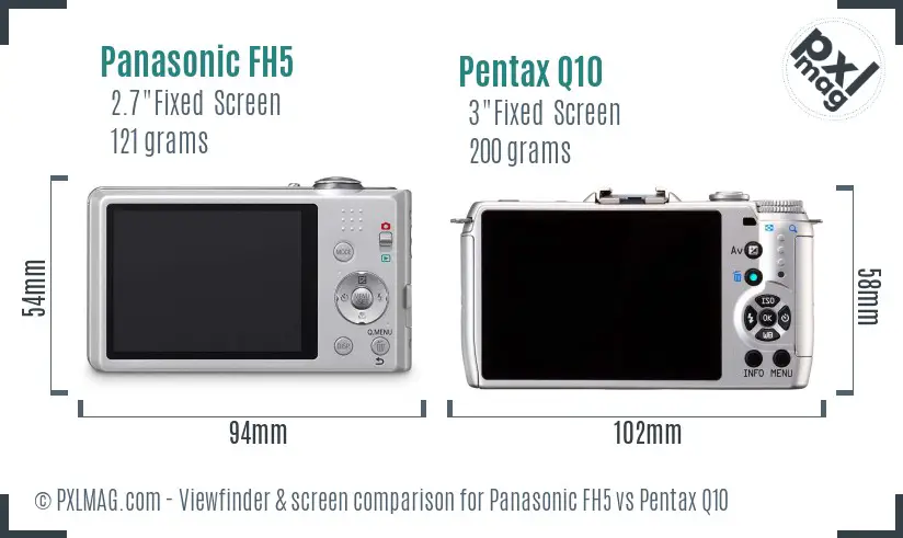 Panasonic FH5 vs Pentax Q10 Screen and Viewfinder comparison