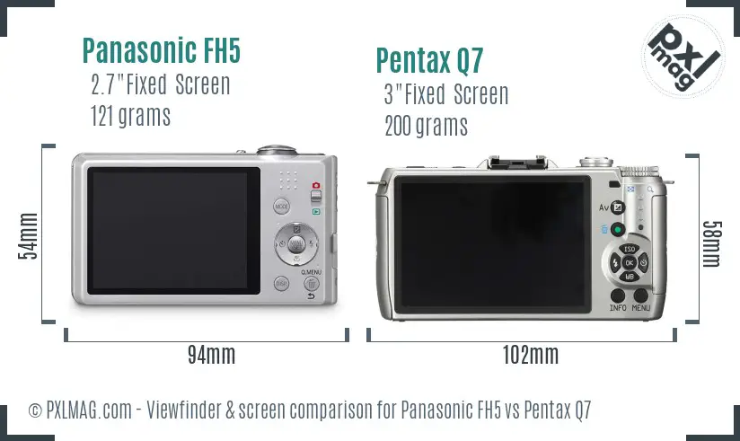 Panasonic FH5 vs Pentax Q7 Screen and Viewfinder comparison