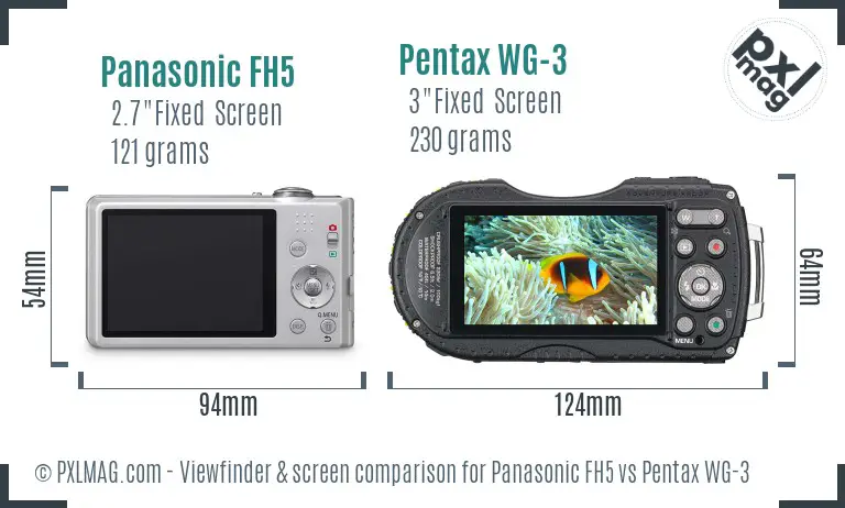 Panasonic FH5 vs Pentax WG-3 Screen and Viewfinder comparison