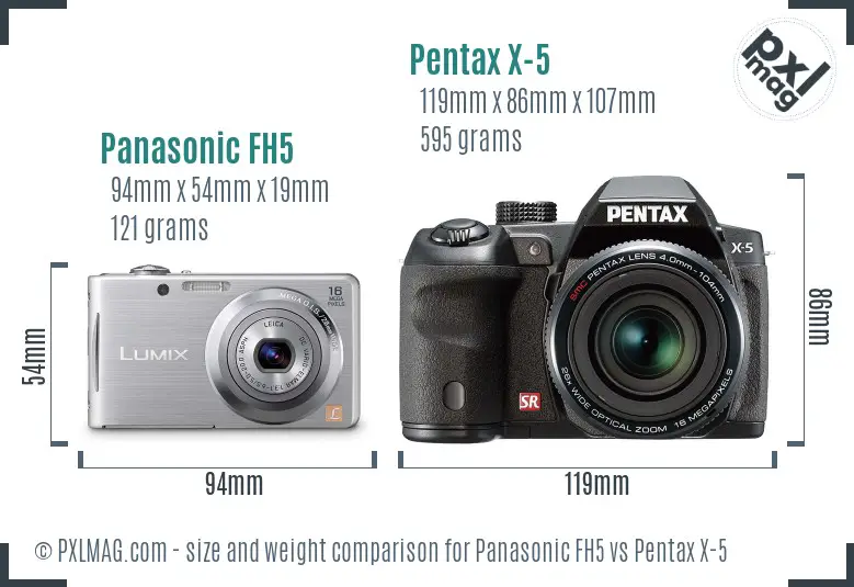 Panasonic FH5 vs Pentax X-5 size comparison Panasonic FH5 vs Pentax X-5 size comparison
