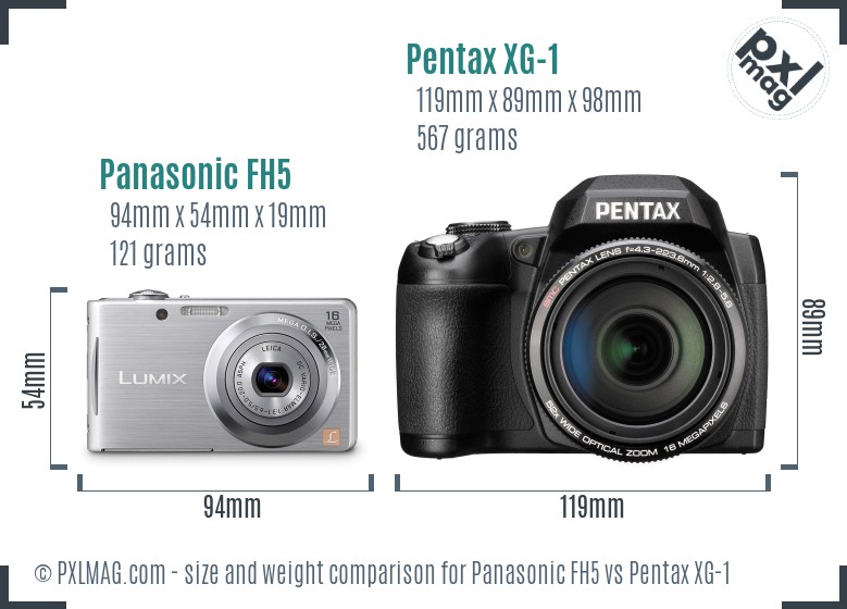 Panasonic FH5 vs Pentax XG-1 size comparison Panasonic FH5 vs Pentax XG-1 size comparison