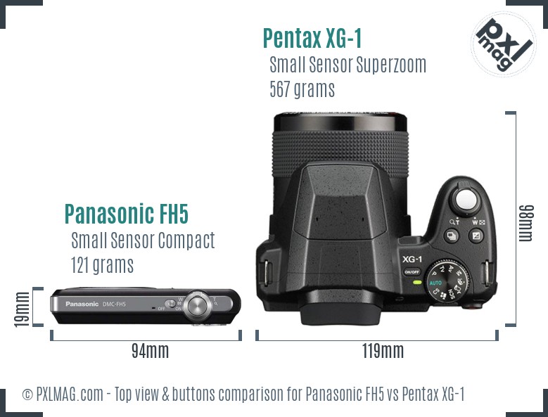 Panasonic FH5 vs Pentax XG-1 top view buttons comparison