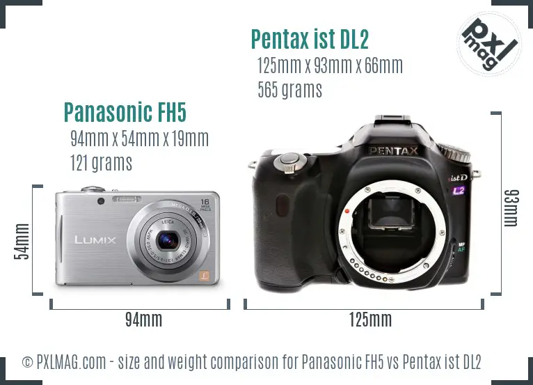Panasonic FH5 vs Pentax ist DL2 size comparison