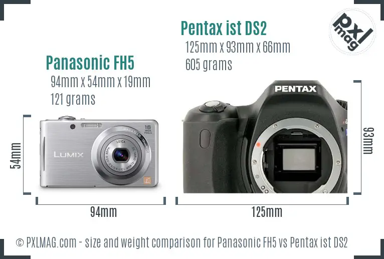 Panasonic FH5 vs Pentax ist DS2 size comparison