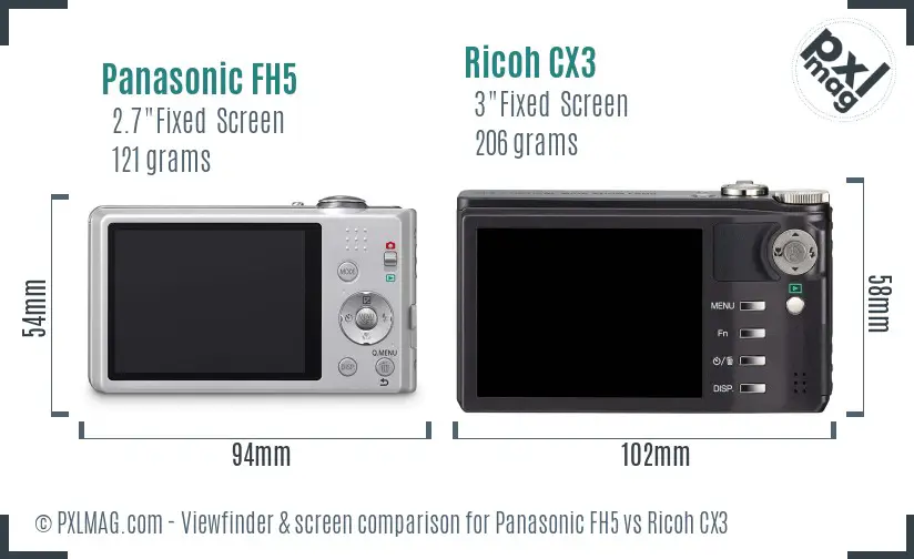 Panasonic FH5 vs Ricoh CX3 Screen and Viewfinder comparison Panasonic FH5 vs Ricoh CX3 Screen and Viewfinder comparison