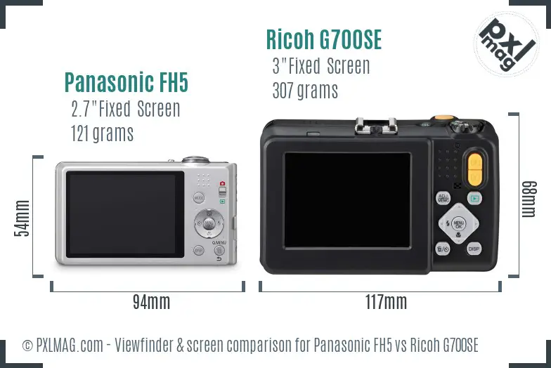 Panasonic FH5 vs Ricoh G700SE Screen and Viewfinder comparison