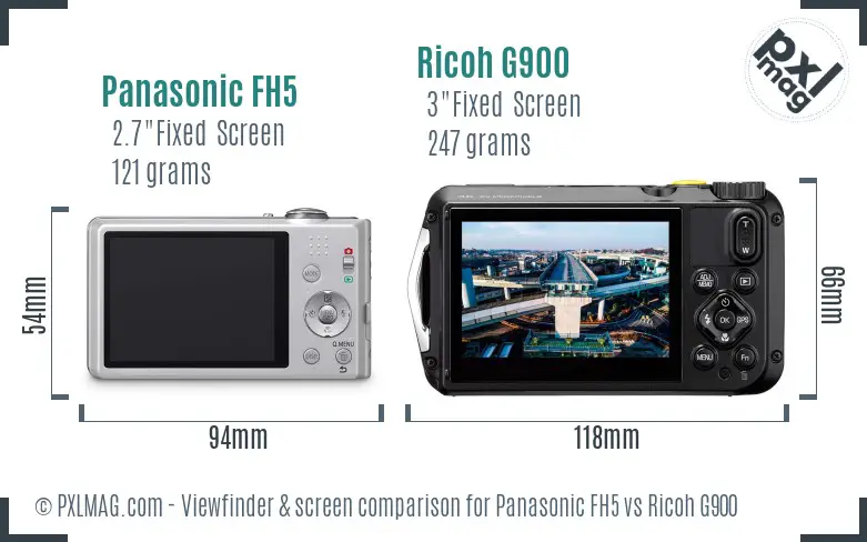 Panasonic FH5 vs Ricoh G900 Screen and Viewfinder comparison