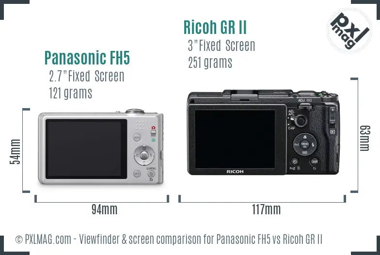 Panasonic FH5 vs Ricoh GR II Screen and Viewfinder comparison