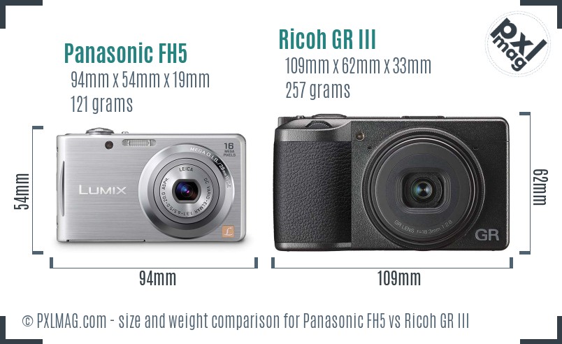 Panasonic FH5 vs Ricoh GR III size comparison
