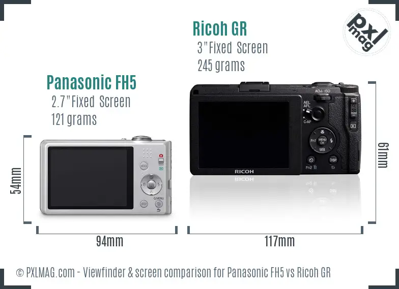 Panasonic FH5 vs Ricoh GR Screen and Viewfinder comparison