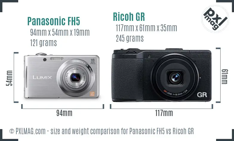 Panasonic FH5 vs Ricoh GR size comparison