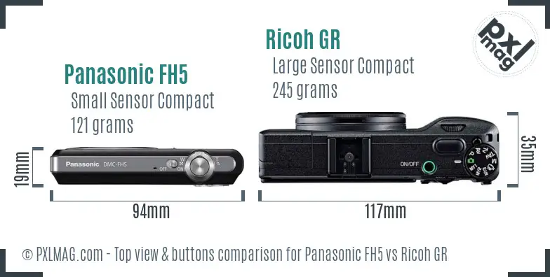 Panasonic FH5 vs Ricoh GR top view buttons comparison