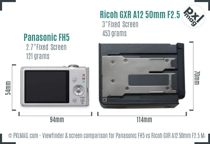 Panasonic FH5 vs Ricoh GXR A12 50mm F2.5 Macro Screen and Viewfinder comparison Panasonic FH5 vs Ricoh GXR A12 50mm F2.5 Macro Screen and Viewfinder comparison