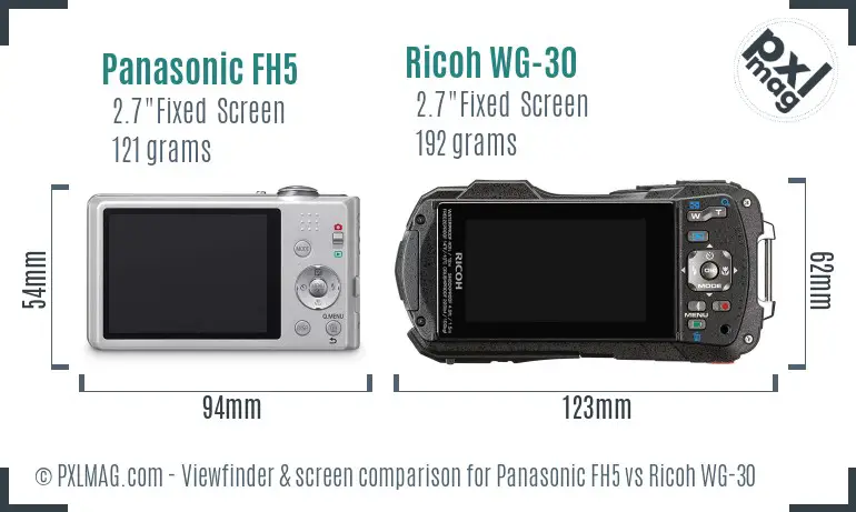 Panasonic FH5 vs Ricoh WG-30 Screen and Viewfinder comparison Panasonic FH5 vs Ricoh WG-30 Screen and Viewfinder comparison
