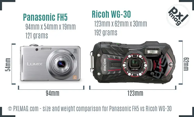 Panasonic FH5 vs Ricoh WG-30 size comparison Panasonic FH5 vs Ricoh WG-30 size comparison