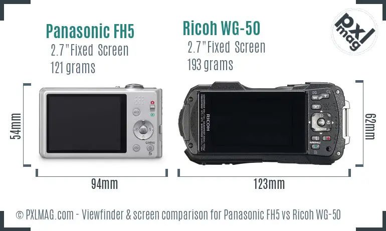 Panasonic FH5 vs Ricoh WG-50 Screen and Viewfinder comparison