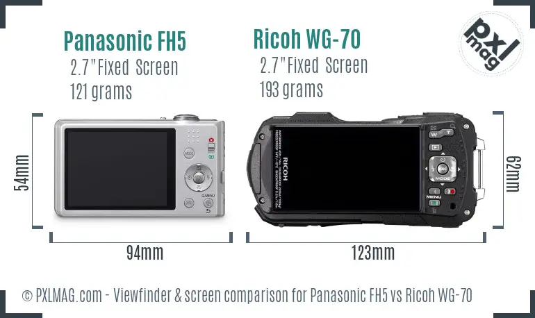 Panasonic FH5 vs Ricoh WG-70 Screen and Viewfinder comparison