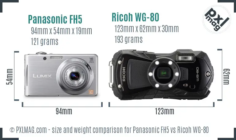Panasonic FH5 vs Ricoh WG-80 size comparison Panasonic FH5 vs Ricoh WG-80 size comparison