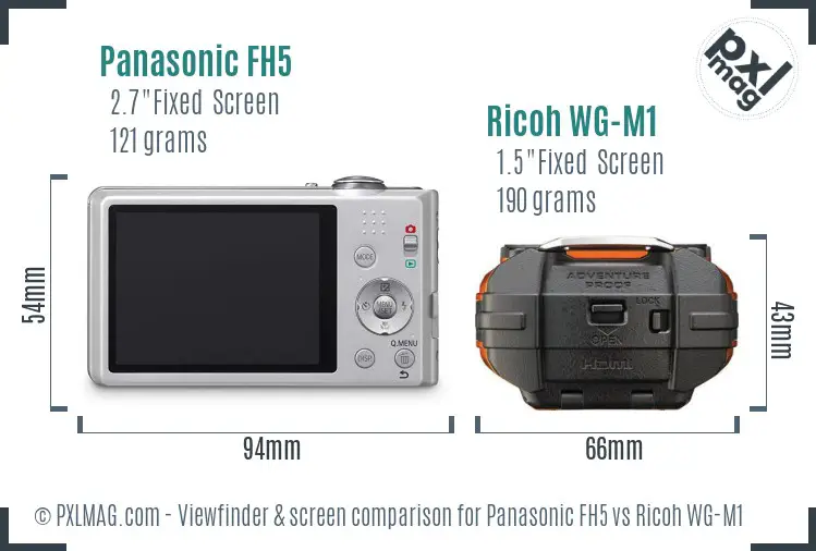Panasonic FH5 vs Ricoh WG-M1 Screen and Viewfinder comparison