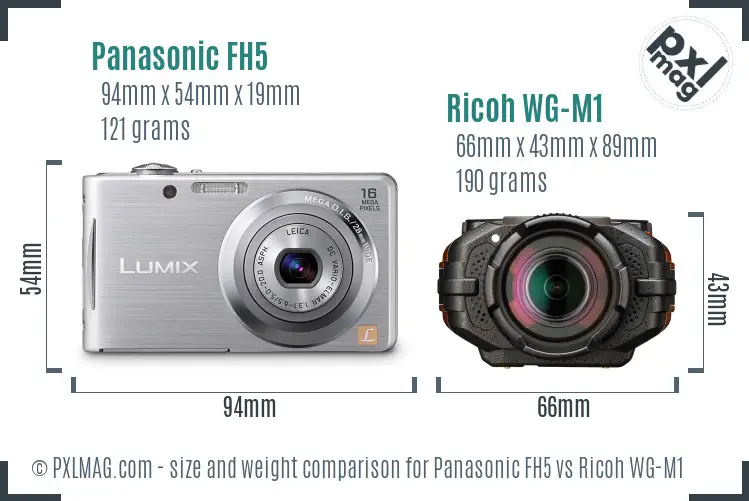 Panasonic FH5 vs Ricoh WG-M1 size comparison