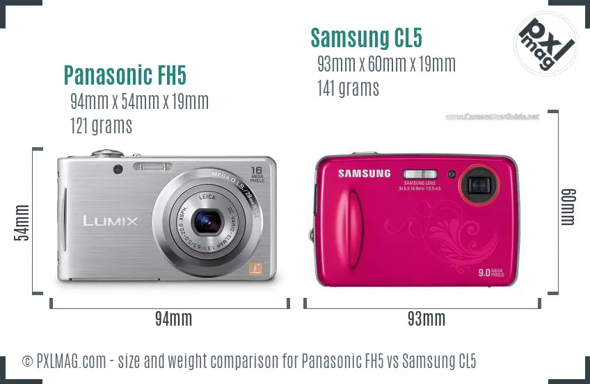 Panasonic FH5 vs Samsung CL5 size comparison