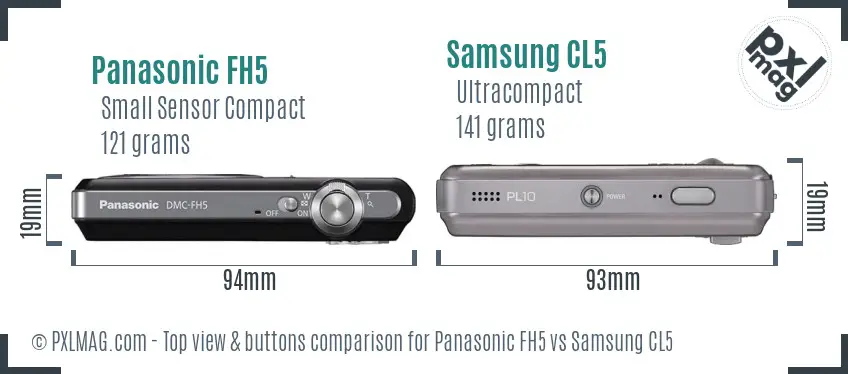 Panasonic FH5 vs Samsung CL5 top view buttons comparison