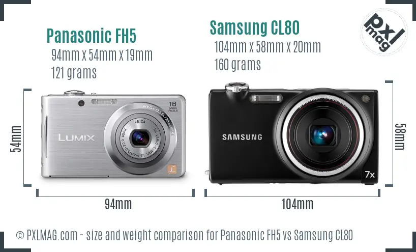 Panasonic FH5 vs Samsung CL80 size comparison Panasonic FH5 vs Samsung CL80 size comparison