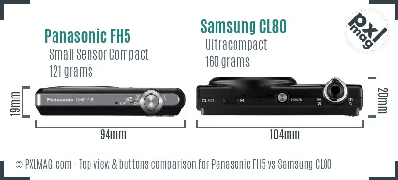 Panasonic FH5 vs Samsung CL80 top view buttons comparison