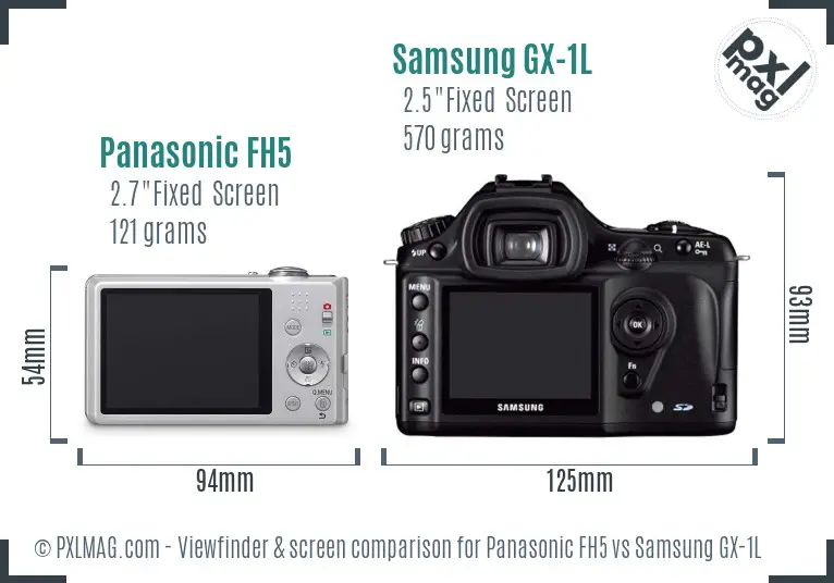 Panasonic FH5 vs Samsung GX-1L Screen and Viewfinder comparison Panasonic FH5 vs Samsung GX-1L Screen and Viewfinder comparison