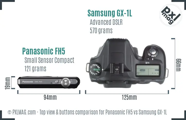 Panasonic FH5 vs Samsung GX-1L top view buttons comparison Panasonic FH5 vs Samsung GX-1L top view buttons comparison