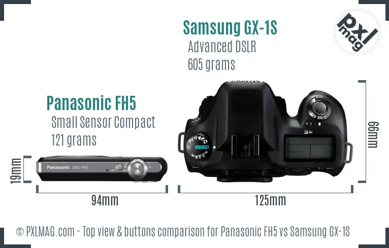 Panasonic FH5 vs Samsung GX-1S top view buttons comparison