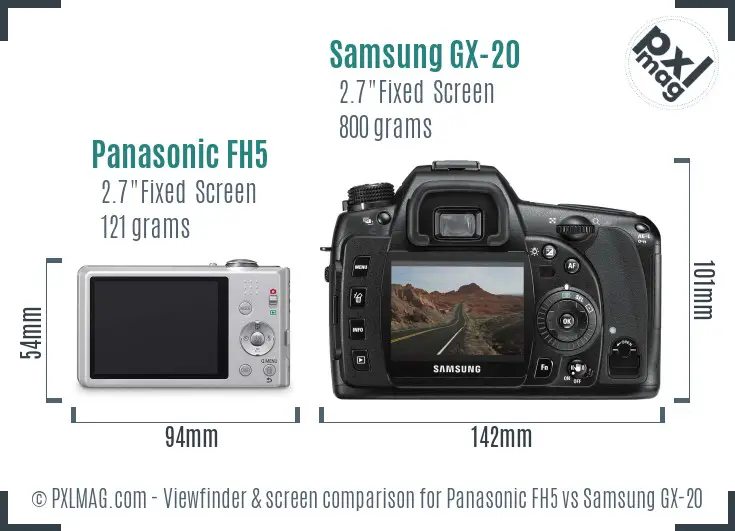 Panasonic FH5 vs Samsung GX-20 Screen and Viewfinder comparison
