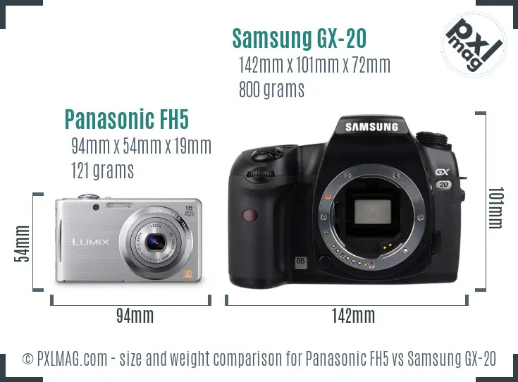 Panasonic FH5 vs Samsung GX-20 size comparison