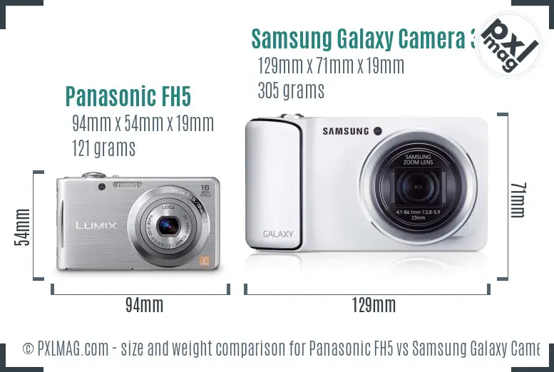 Panasonic FH5 vs Samsung Galaxy Camera 3G size comparison Panasonic FH5 vs Samsung Galaxy Camera 3G size comparison